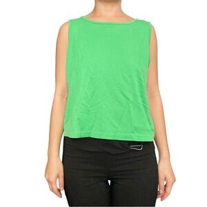 Vintage Escada Sport 1990s Green Silk Tank Top Size M